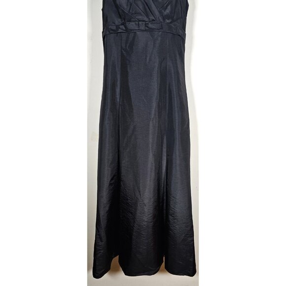 J Rose Size 8 Dress Black Satiny Taffeta Empire Waist with Bow Party Prom Formal - Picture 3 of 9